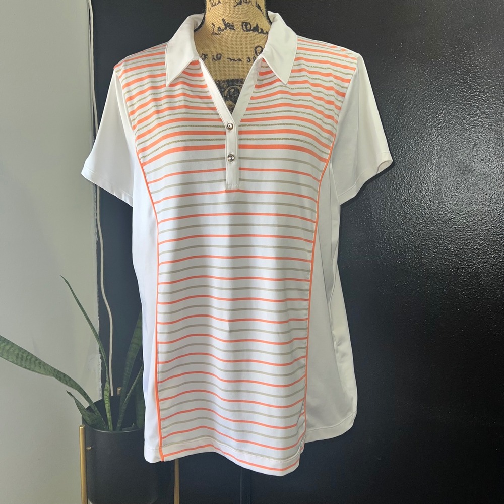 Zenergy Golf by Chico's Polo Shirt Women's Size 3 XL Striped Gorpcore‎ Sports